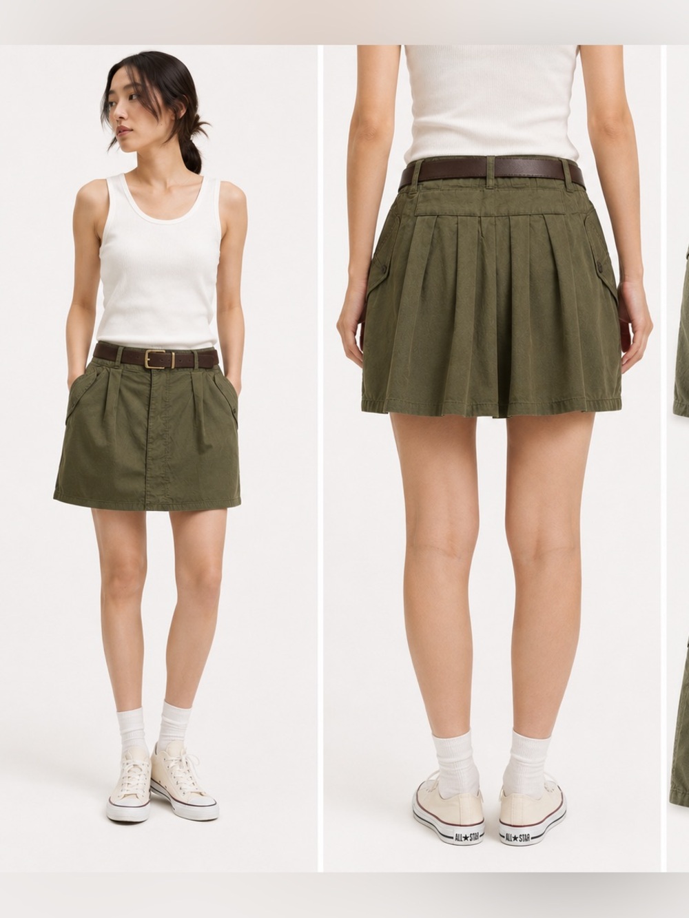 Johnbull Olive Green Military Style Mini Skirt
Size Small